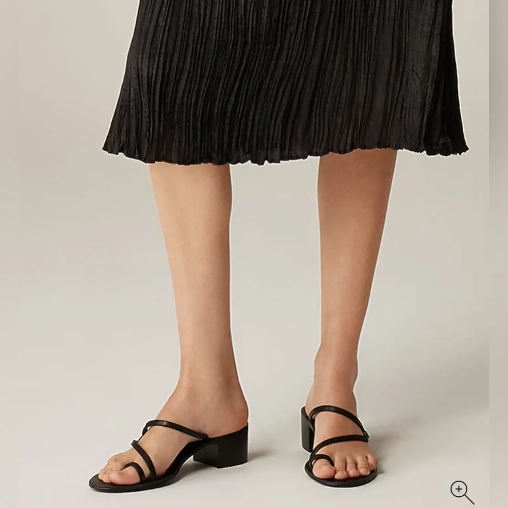 J. Crew NIB Toe-Ring Block-Heel Sandals in Leather - Black‎